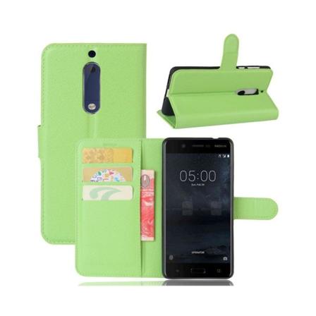 Nokia 5 litsitekstuurinen nahkakotelo - Ruskea Green