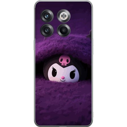 Yhteensopiva Puhelinkuori OnePlus 10T Kuromi lilassa pörröisessä ympäristössä, jossa on salaperäinen kawaii-suunnittelu.