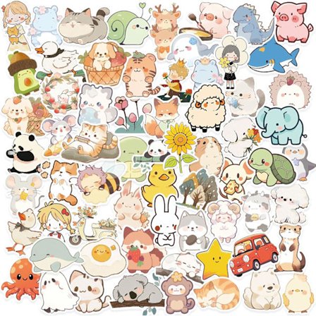 100 stk søte dyreklistremerker for barn vannflaske, vanntette vinylklistremerker for laptop telefondeksel skateboardhjelm, Kaw