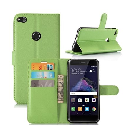 Huawei Honor 8 Lite Litsi Pintainen Nahkakotelo Lompakko - Vihreä