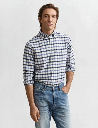 GANT Reg Oxford Check Shirt - Blue - S