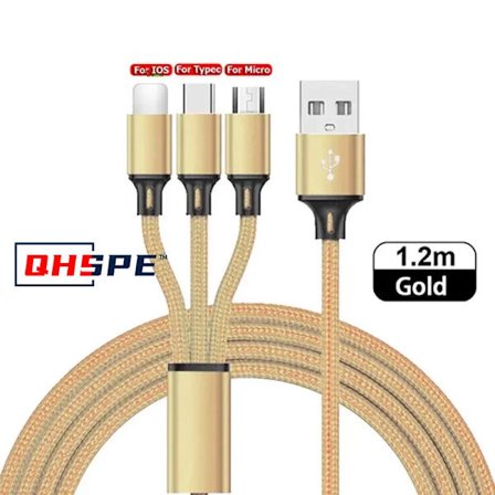 3 I 1 USB-kabel Micro USB Typ C Laddningskabel Multi USB-port Snabb Laddningssladd För iPhone 11 12 13 Pro Max Xiaomi Samsung(YJD)