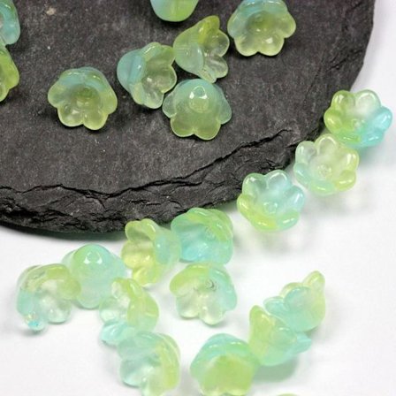 100st Trumpetimitation Pärlor Star Heart Beads BLÅ&GRÖN