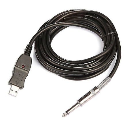 Gitarr till PC USB Inspelningskabel Adapter Konverter Anslutningsgränssnitt 6,5mm
