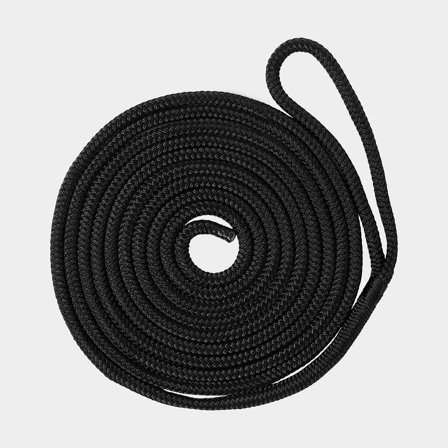 Landvast met gesplitste lus Robline Vinga, dubbelgevlochten polyester, Ø14 mm, 6 meter, zwart