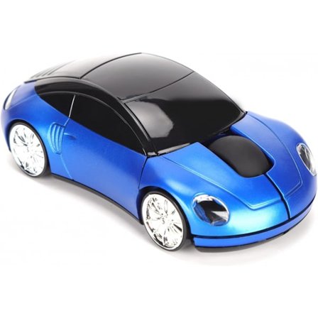 2,4G trådlös mus, söt bilmus med USB mottagare, 1600DPI optiska möss för PC-dator bärbar surfplatta, med LED-ljus (blått)