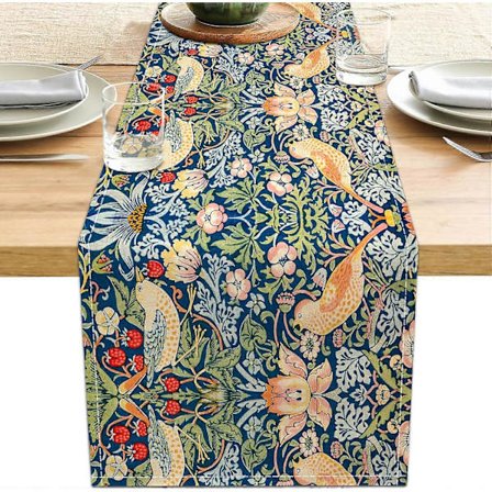 Bordløber Vintage Linned Bordløber, Lange Kaffe Kommode Løbere til Soveværelse, Blomstret W (FMY)