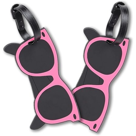 Sæt med 2 PVC bagagemærker med navn og adresse