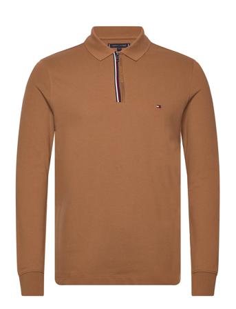 Gs Zip Rwb Tipped L/S Slim Polo Polos Long-sleeved Beige Tommy Hilfiger*Betinget Tilbud