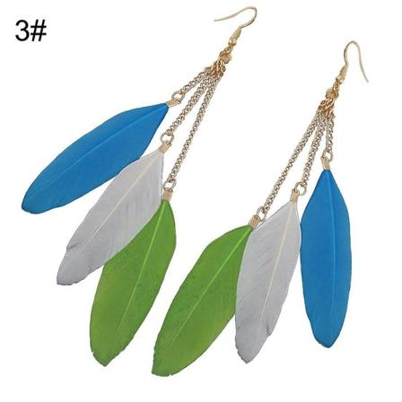 Mote Fjær Lang Duskkjede Charm Dame Krokhenger Øredobber Fest Smykker Gave 3