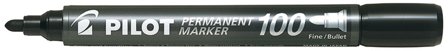 Pilot Permanent Marker 100 Markeringspenn rund spiss, 20-pakk Svart, Markere & markører