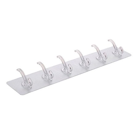 3/6 Hooks Bathroom Nail-free Wall Hook A Row Of Traceless Hooks Wall Hanger Sticker Transparent Plastic Glue Hooks Kitchen