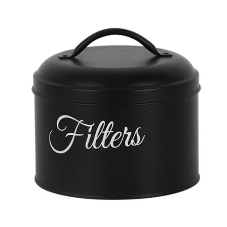 Kaffefilterholder med Lokk Jern Rustikk Kaffefilter Oppbevaringsbeholder, Beholder for Benkeplate Kjøkkendekor