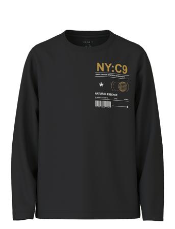 Nkmvagno Ls Loose Top Tops T-shirts Long-sleeved T-Skjorte Black Name It