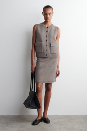 COS Women's Merino Wool Mini Skirt in Beige