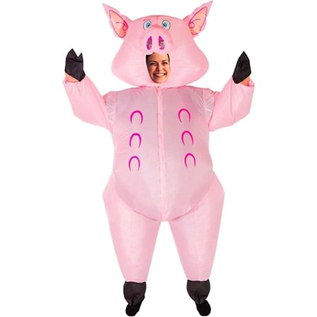 Oppustelig Gris Kostume | Oppustelig Humor Kostume | Premium Kvalitet | Polyester | Behagelig at Bære | Holdbar | Blæser System Inkluderet