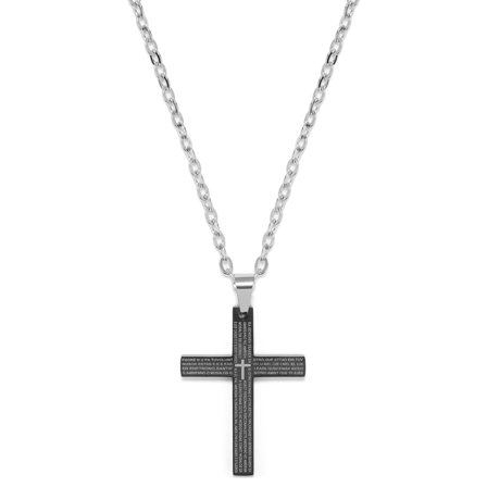 Cruce neagră mică cu colier din oțel inoxidabil pentru bărbați - Coliere din oțel