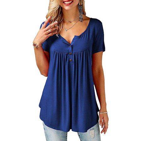 Damtröjor volang lös knapp upp tunika toppar för kvinnor