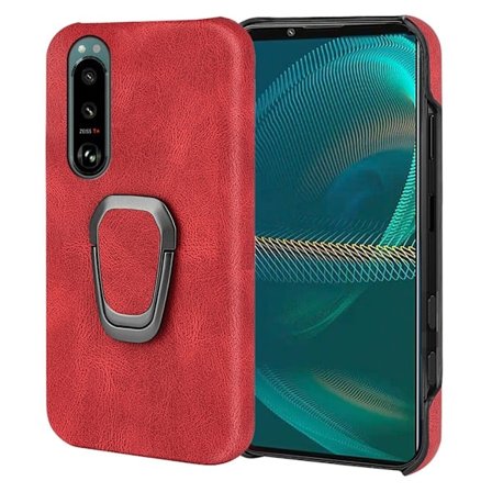 Stötsäkert läderfodral med oval kickstand för Sony Xperia 5 III - Röd