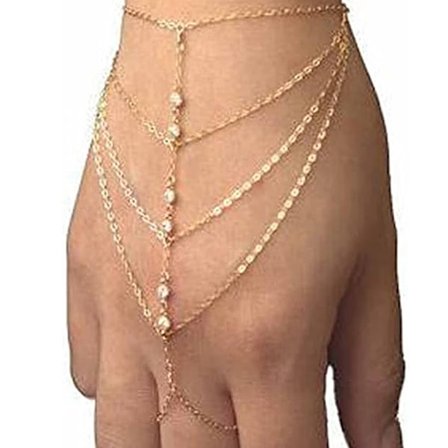 Boho Ringarmband Guld Strass Slavkedja Armband Vintage