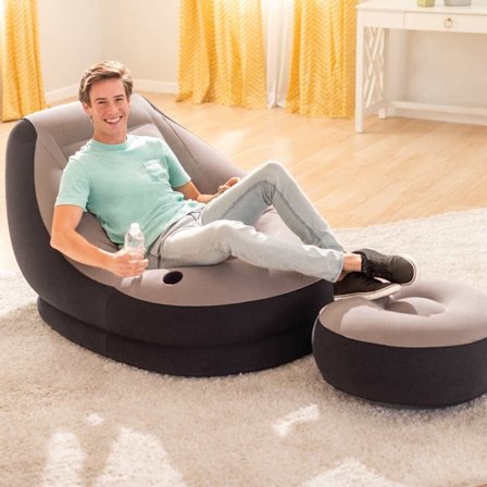 INTEX Uppblåsbar fåtölj med puff Ultra Lounge Relax 68564NP