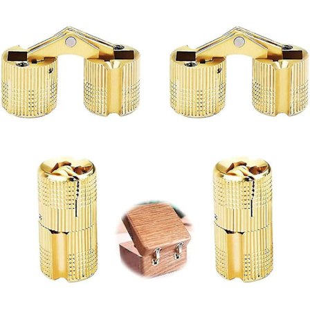 4 stk. Bokshængsel Cylinderhængsler Messing Skjult 12mm