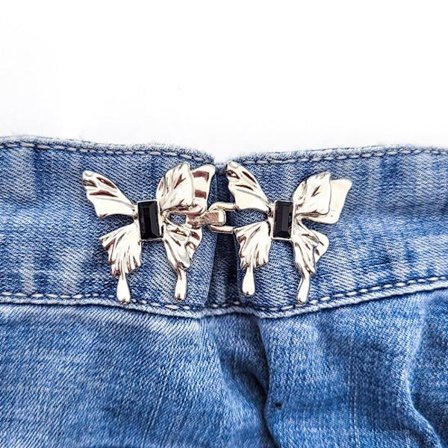 2 STK bukse midje strammer knappstifter SØLV