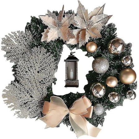 Julkrans Konstgjorda Blommor Champagne 38cm Julkransar Jul Spiskrans Inomhus Utomhus Juldekoration För Dörr Vägg Fönster