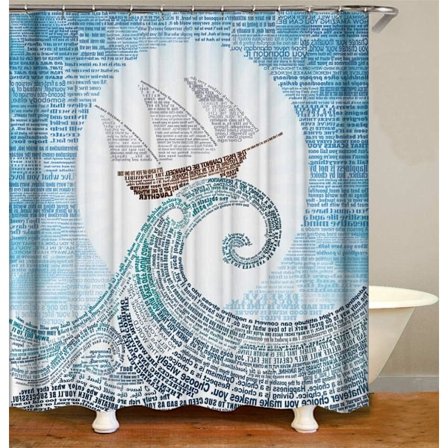 Polyester Dusjforheng Bølge Båt Alfabet Vanntett og