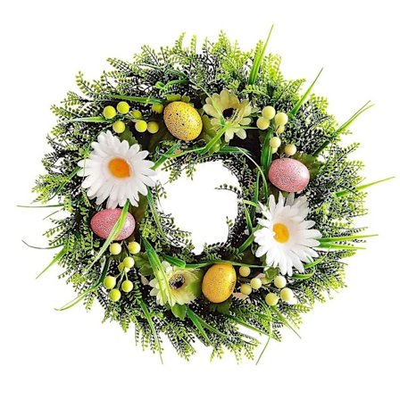 Påskkrans dekoration blandade blommor och gröna blad krans kompatibel med ytterdörr inomhus vägg fönster dekoration