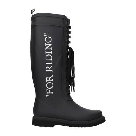 Off White, Slogan-Print Rubber Boots Czarny, Kobieta, Rozmiar: 36 EU