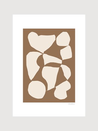 Abstrakt poster med runda former i beige och brunt | Kunstary.com, 50x70 cm