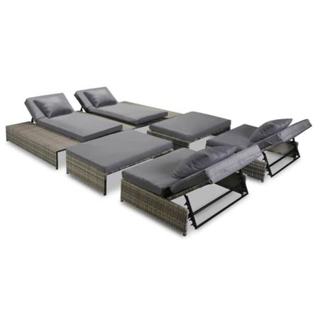 Vidaxl Loungeset För Trädgården Med Dynor 5 Delar Konstrotting G Grå