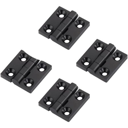 Erä 4 mustaa sinkkiseos saranaa 50 x 50 mm Alumiinioven karmin saranat Asennussarja alumiinipuristusprofiilille 2020 6 mm