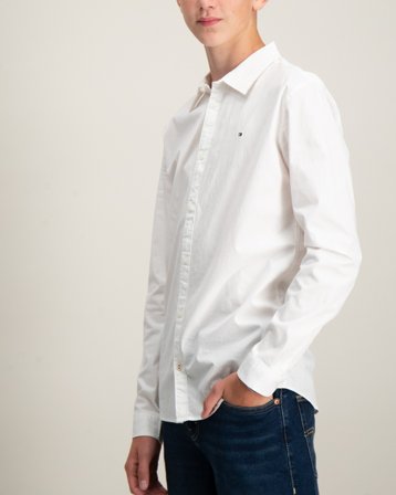 Tommy Hilfiger SOLID STRETCH POPLIN SHIRT L/S Weiß Hemden Jungen - Kids Brand Store