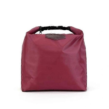 【PP】Isoleret frokosttaske nylon vandtæt madkasse tote madposer termisk køletaske picnicmad vinrød