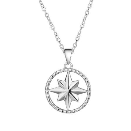 925 Silver Compass Eight Star Pendant Fashion Personality Versati