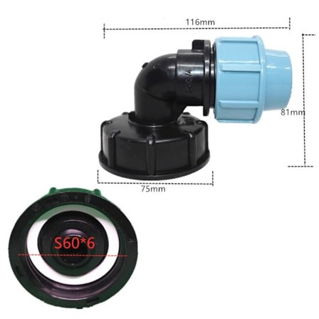 Tank Adapter Connector 25MMELBOW RØR ALBUERØR