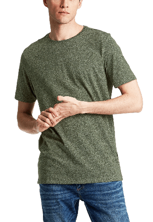 Lindbergh Mouliné o-neck tee S/S T-shirts Herr Grön M