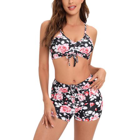 Dam 2 Delar Baddräkt Print Bikini Set Toppar Och Shorts