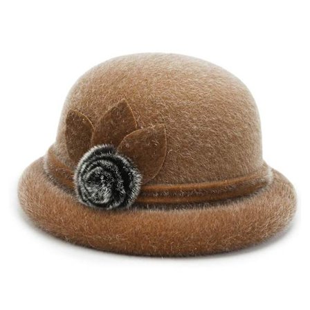 Rund hat til kvinder Hink Vintage hat Blomsteraccent Khaki