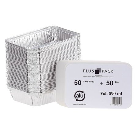 Aluminiumform inkl. lock 890ml 50/fp - Lyreco - Kök och servering - Matförvaring - Aluminiumformar