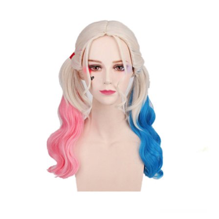 Rosa og blå lang krøllete parykk for kvinner - Cosplay & Halloween-fest - Syntetisk fiber