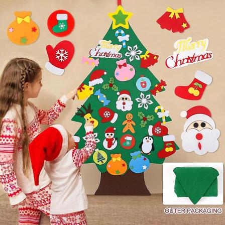 Gjør-det-selv filt juletre God jul Hjemmepynt 2021 julepynt jul Navidad gaver julenissen nyttår - Perfet 3