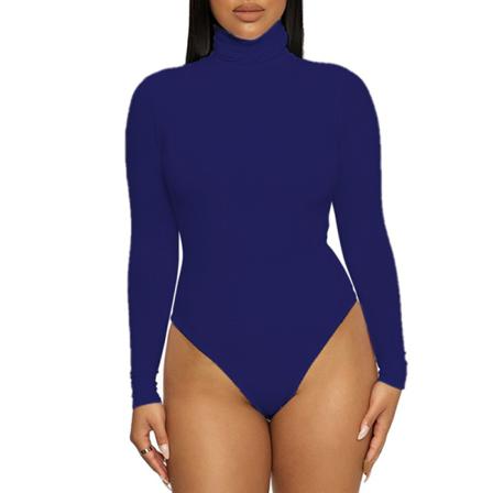 Kvinnor Med Hög Hals I Enfärgad Tights Onesies Bodysuit Toppar Romper