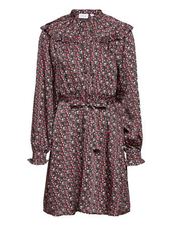 Vibonja L/S Ruffle Short Dress Kort Kjole Multi/mønstret Vila