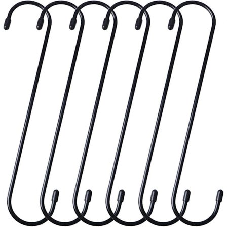 Store kroge, 6-pak 25 cm lange forlængerkroge til køkkenredskaber, pergola og skab