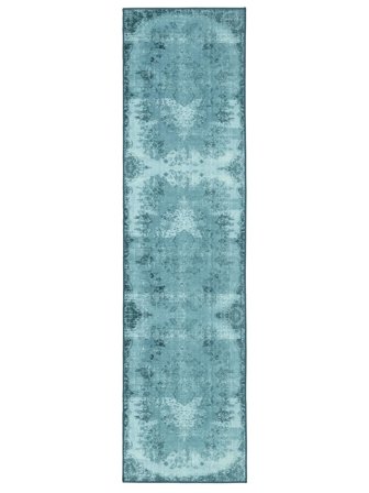 Scarlett Washable 80X300 Small Turquoise Medallion Runner Rug