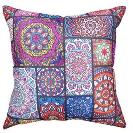 Sæt med 4 dekorative pudebetræk med geometrisk mandala-mønster