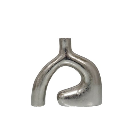 Hopeinen alumiinimaljakko, 26x7x24cm, moderni muotoilu